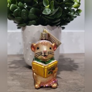 Old World Christmas Caroling Mouse Glass Ornament